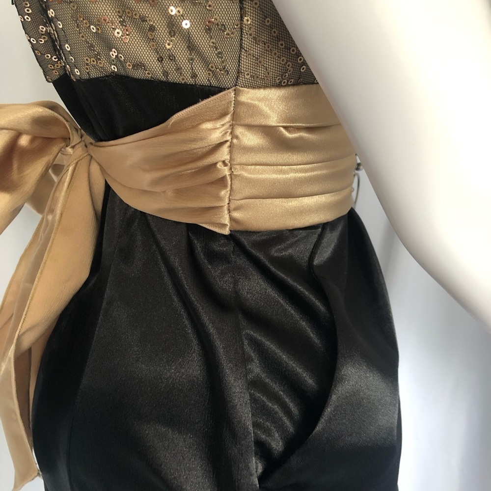 A. Byer 7 black and gold dress w gold sequins - Picture 3 of 15
